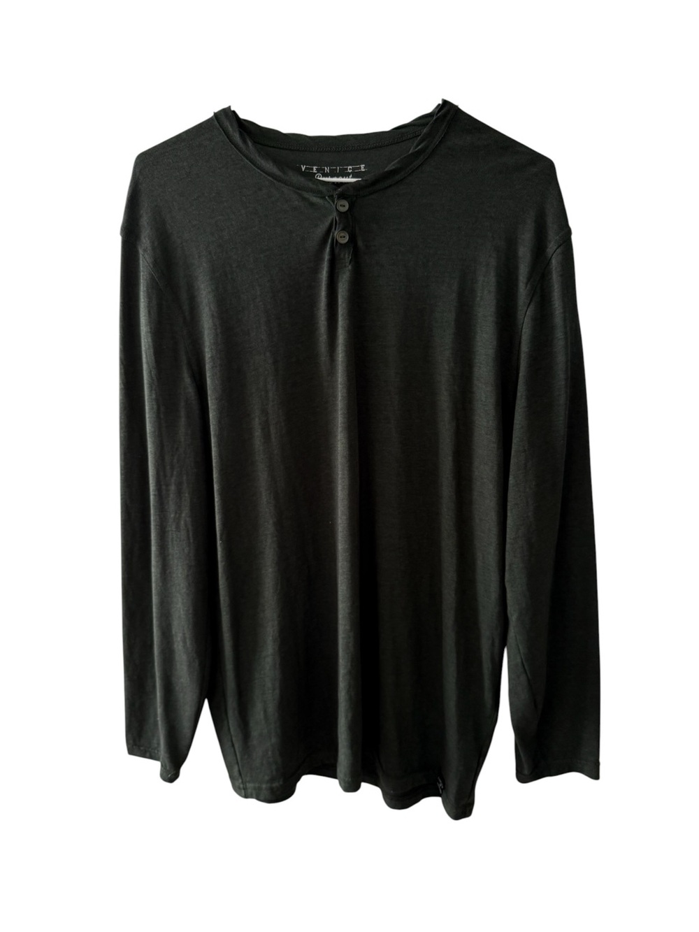 Lucky Brand Men's Venice Burnout Henley Shirt Dark Green Long-Sleeve Size Medium